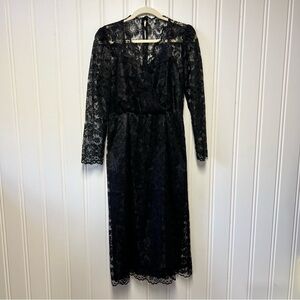 Vintage Tanner Black Lace Midi Dress Size 8 Made in USA 80s 90s Formal Gothic